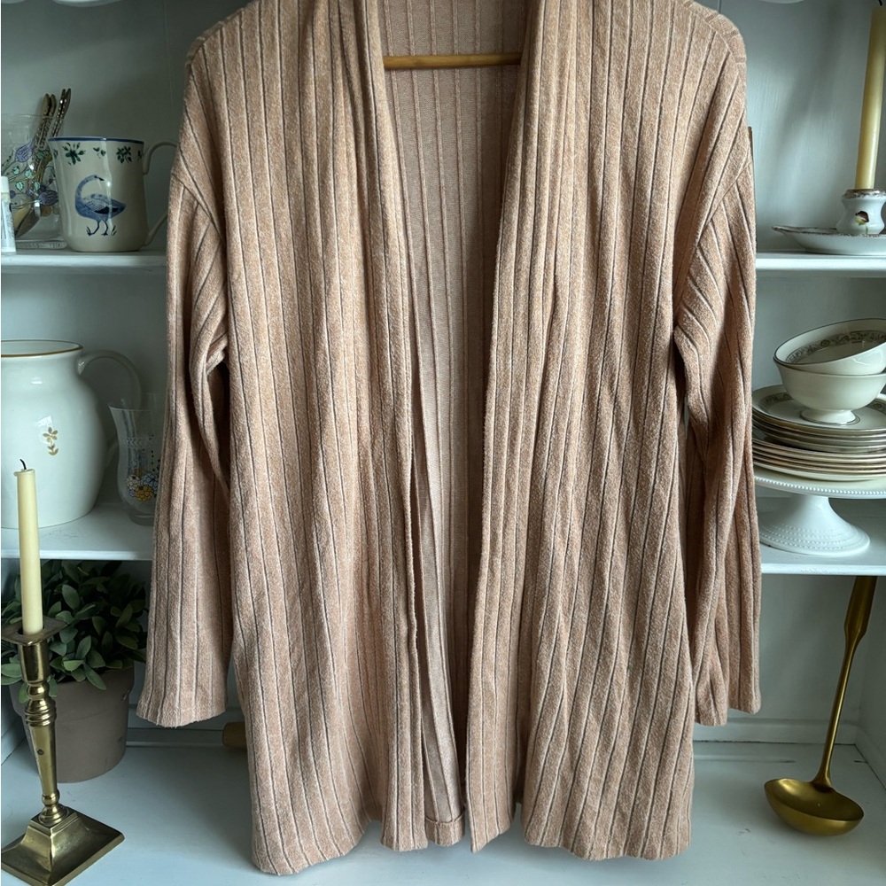Anthropologie Light Brown Ribbed Cardigan